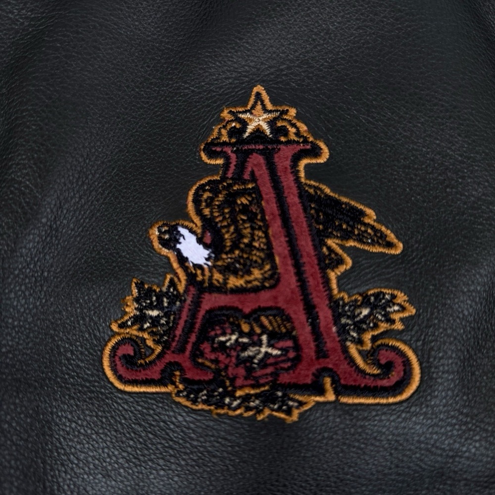 VTG Excelled Anheuser Busch Budweiser Leather Bomber Jacket Embroidered Men's L - Picture 8 of 16